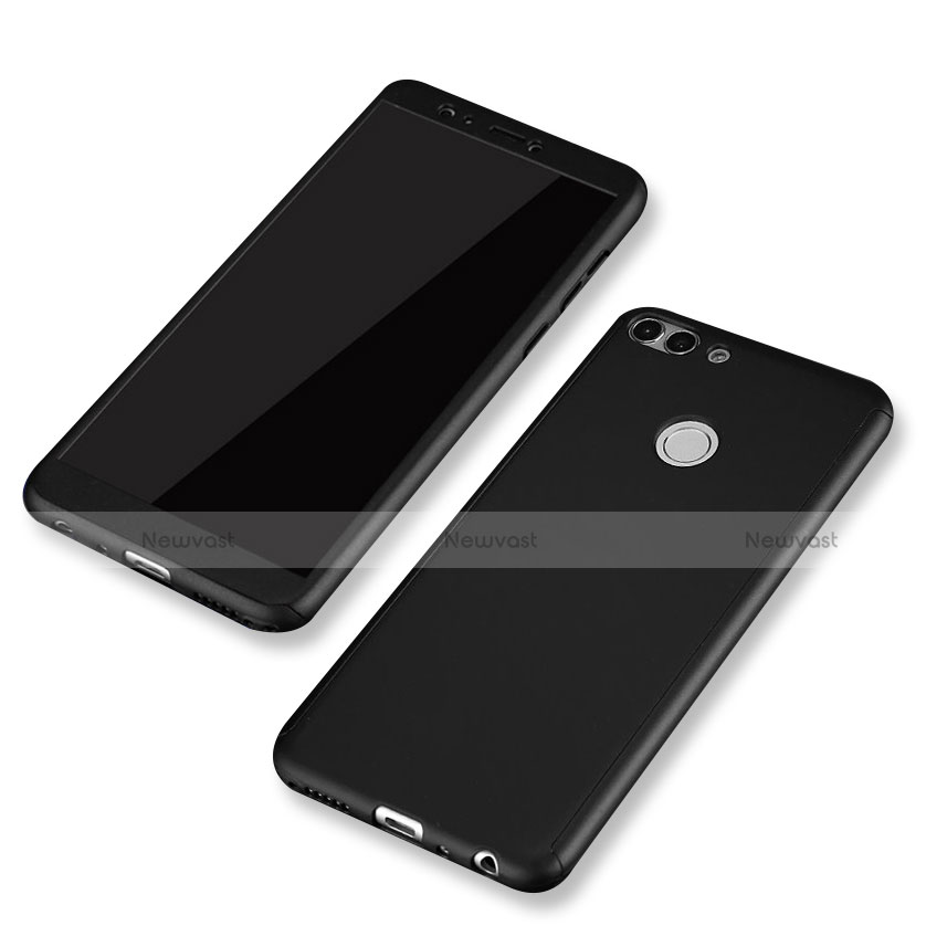 Hard Rigid Plastic Matte Finish Front and Back Cover Case 360 Degrees for Huawei P Smart Black