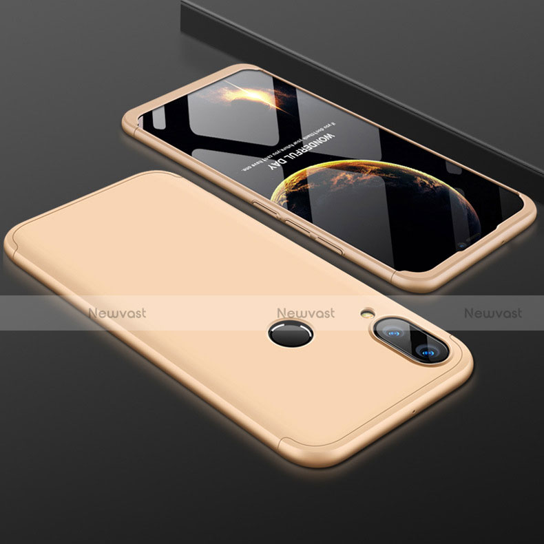 Hard Rigid Plastic Matte Finish Front and Back Cover Case 360 Degrees for Huawei P Smart+ Plus Gold