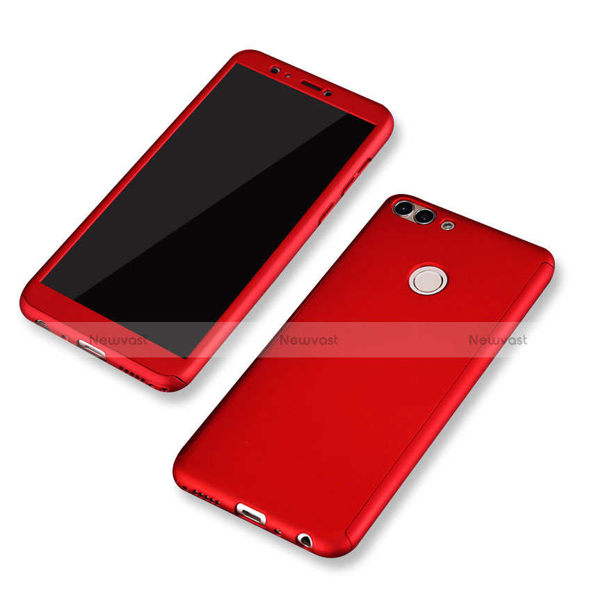 Hard Rigid Plastic Matte Finish Front and Back Cover Case 360 Degrees for Huawei P Smart Red