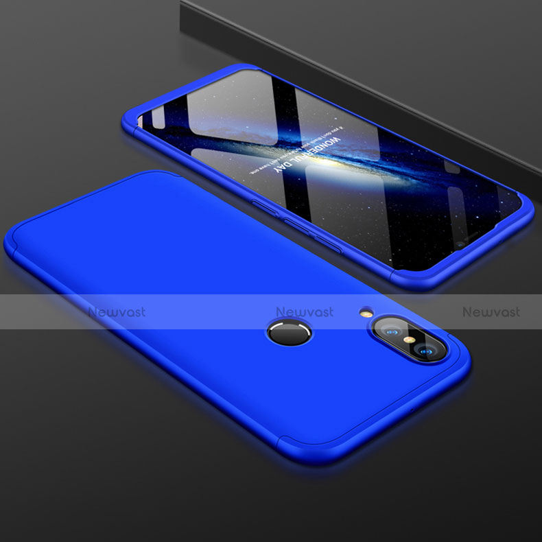 Hard Rigid Plastic Matte Finish Front and Back Cover Case 360 Degrees for Huawei P20 Lite Blue