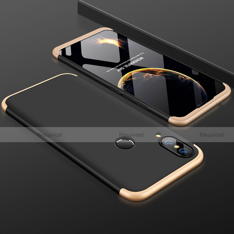 Hard Rigid Plastic Matte Finish Front and Back Cover Case 360 Degrees for Huawei P20 Lite Gold and Black