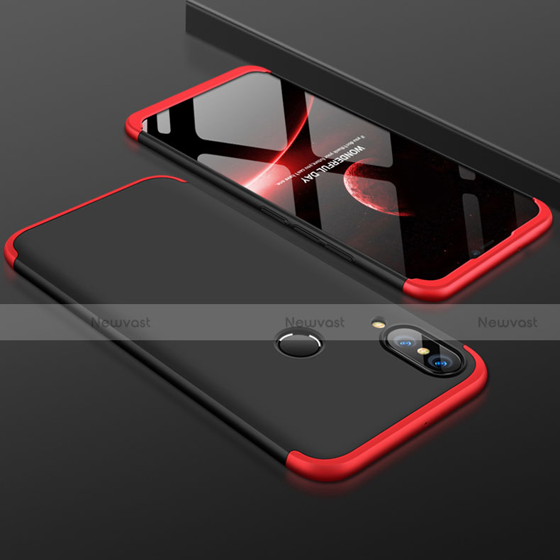 Hard Rigid Plastic Matte Finish Front and Back Cover Case 360 Degrees for Huawei P20 Lite Red and Black