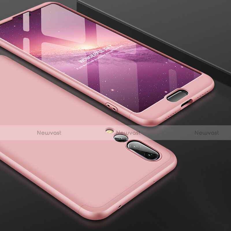 Hard Rigid Plastic Matte Finish Front and Back Cover Case 360 Degrees for Huawei P20 Pro Rose Gold