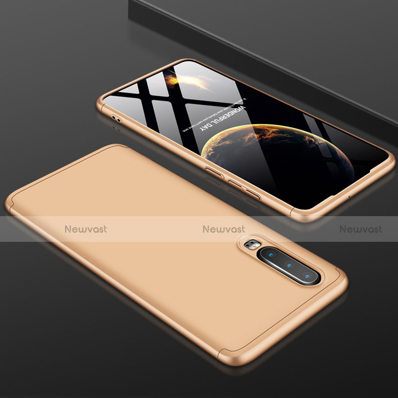 Hard Rigid Plastic Matte Finish Front and Back Cover Case 360 Degrees for Huawei P30 Gold