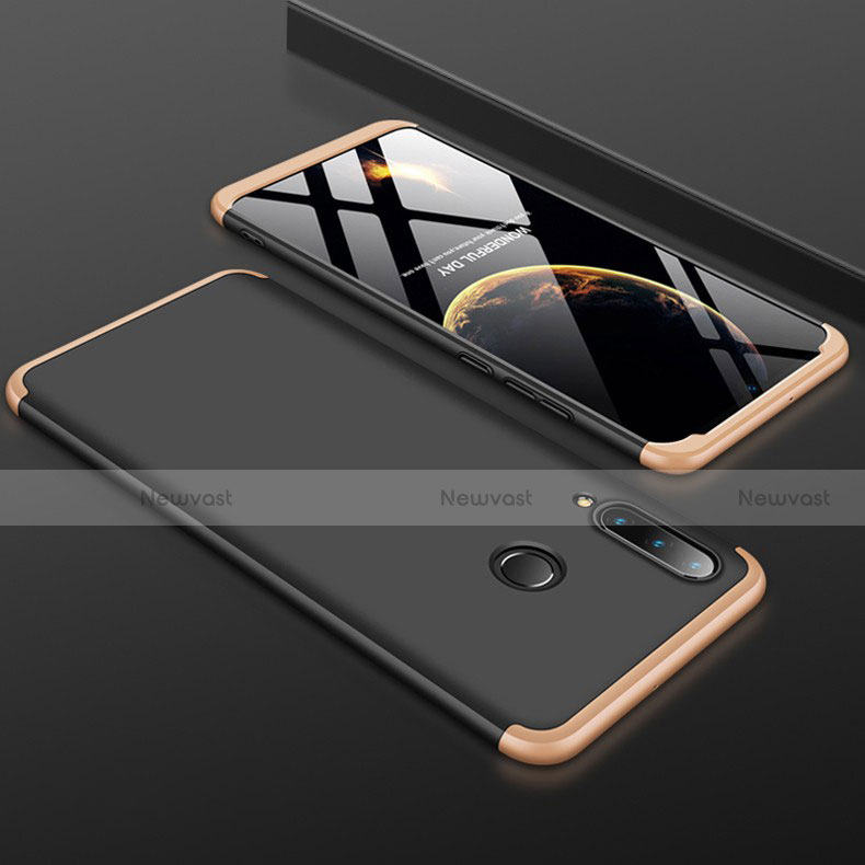 Hard Rigid Plastic Matte Finish Front and Back Cover Case 360 Degrees for Huawei P30 Lite Gold and Black