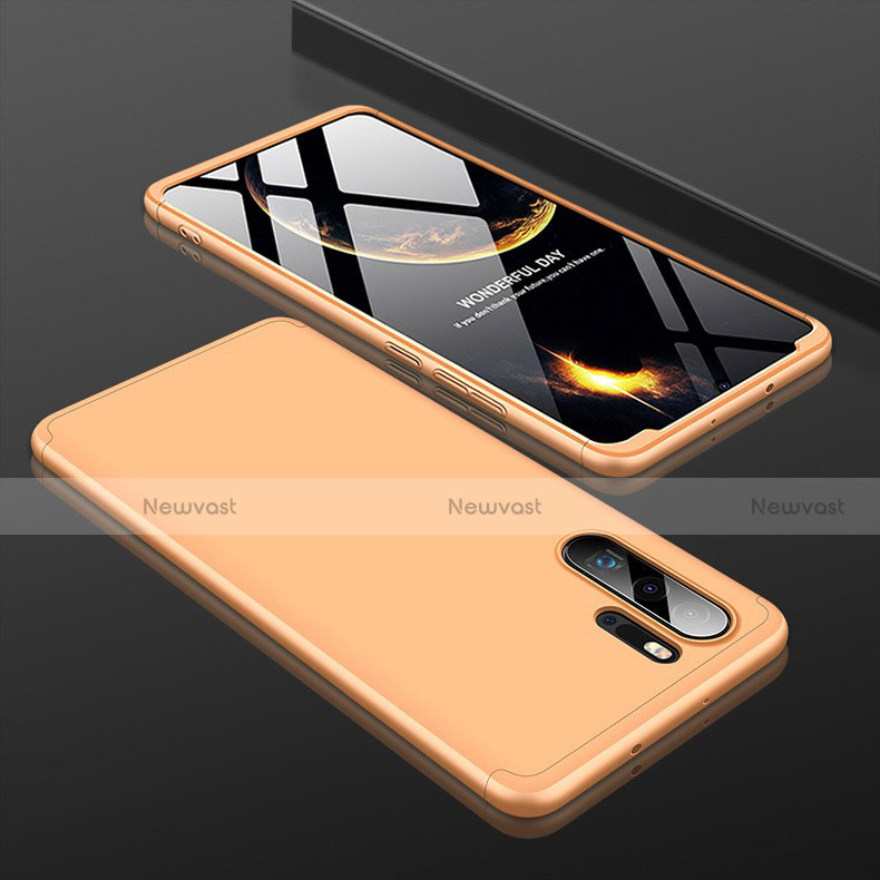 Hard Rigid Plastic Matte Finish Front and Back Cover Case 360 Degrees for Huawei P30 Pro Gold