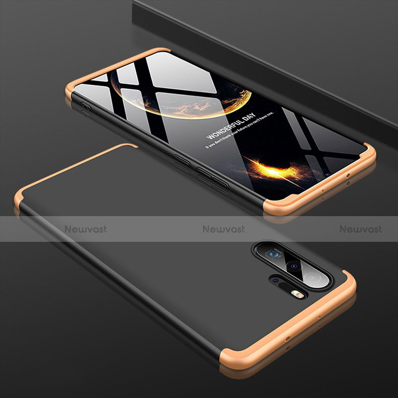 Hard Rigid Plastic Matte Finish Front and Back Cover Case 360 Degrees for Huawei P30 Pro New Edition Gold and Black