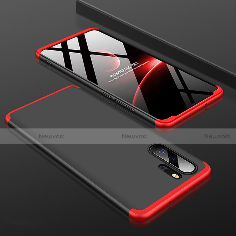 Hard Rigid Plastic Matte Finish Front and Back Cover Case 360 Degrees for Huawei P30 Pro Red and Black