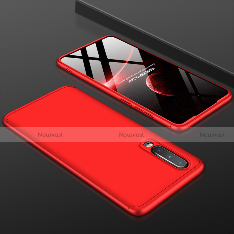 Hard Rigid Plastic Matte Finish Front and Back Cover Case 360 Degrees for Huawei P30 Red