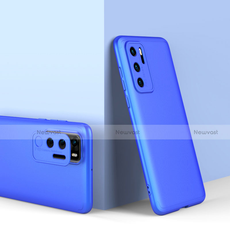 Hard Rigid Plastic Matte Finish Front and Back Cover Case 360 Degrees for Huawei P40 Blue