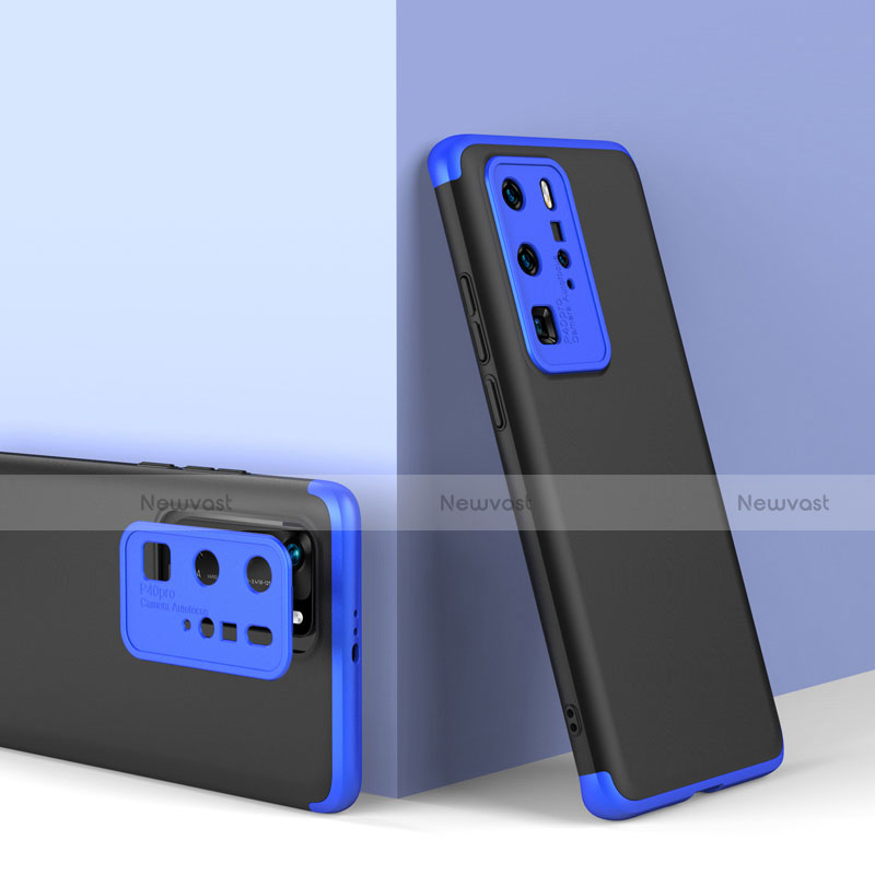 Hard Rigid Plastic Matte Finish Front and Back Cover Case 360 Degrees for Huawei P40 Pro Blue and Black