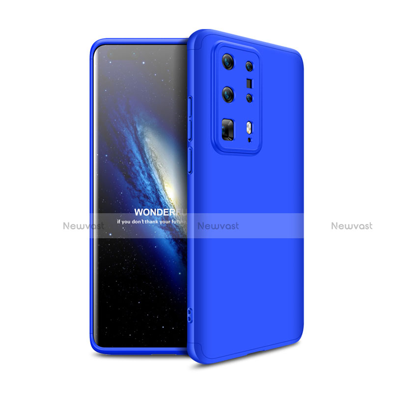 Hard Rigid Plastic Matte Finish Front and Back Cover Case 360 Degrees for Huawei P40 Pro+ Plus Blue