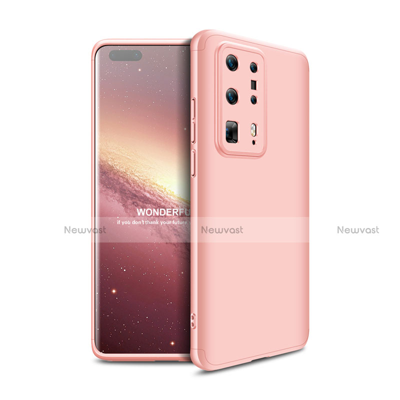 Hard Rigid Plastic Matte Finish Front and Back Cover Case 360 Degrees for Huawei P40 Pro+ Plus Rose Gold