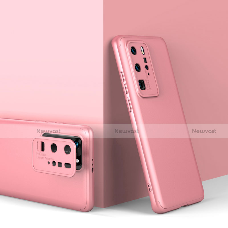 Hard Rigid Plastic Matte Finish Front and Back Cover Case 360 Degrees for Huawei P40 Pro Rose Gold