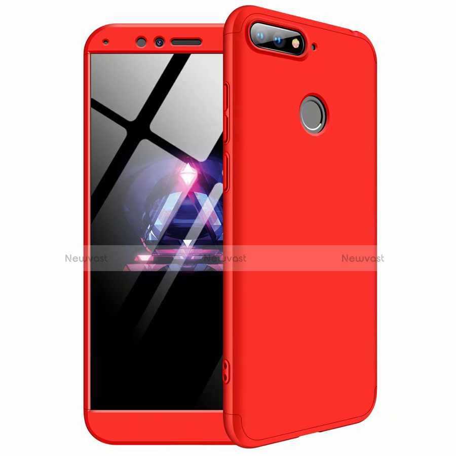 Hard Rigid Plastic Matte Finish Front and Back Cover Case 360 Degrees for Huawei Y6 (2018) Red