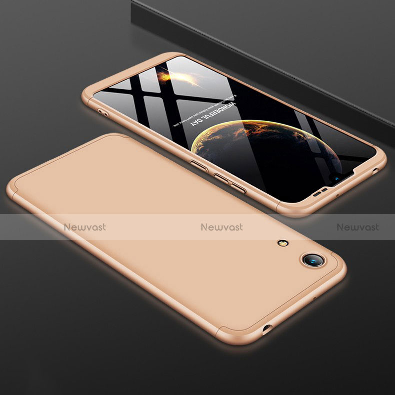 Hard Rigid Plastic Matte Finish Front and Back Cover Case 360 Degrees for Huawei Y6 (2019) Gold