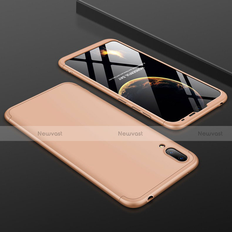 Hard Rigid Plastic Matte Finish Front and Back Cover Case 360 Degrees for Huawei Y7 (2019) Gold