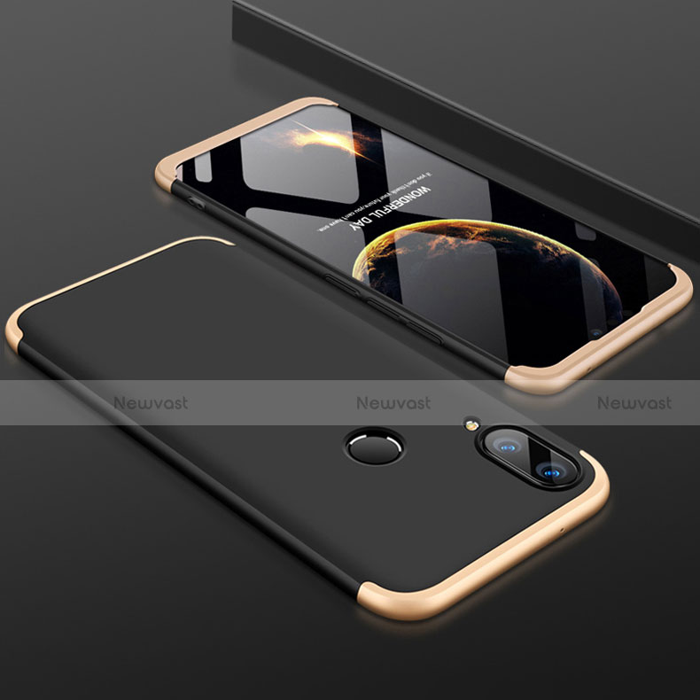 Hard Rigid Plastic Matte Finish Front and Back Cover Case 360 Degrees for Huawei Y9 (2019) Gold and Black