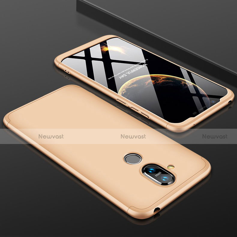 Hard Rigid Plastic Matte Finish Front and Back Cover Case 360 Degrees for Nokia 7.1 Plus Gold
