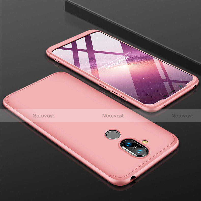 Hard Rigid Plastic Matte Finish Front and Back Cover Case 360 Degrees for Nokia 7.1 Plus Rose Gold