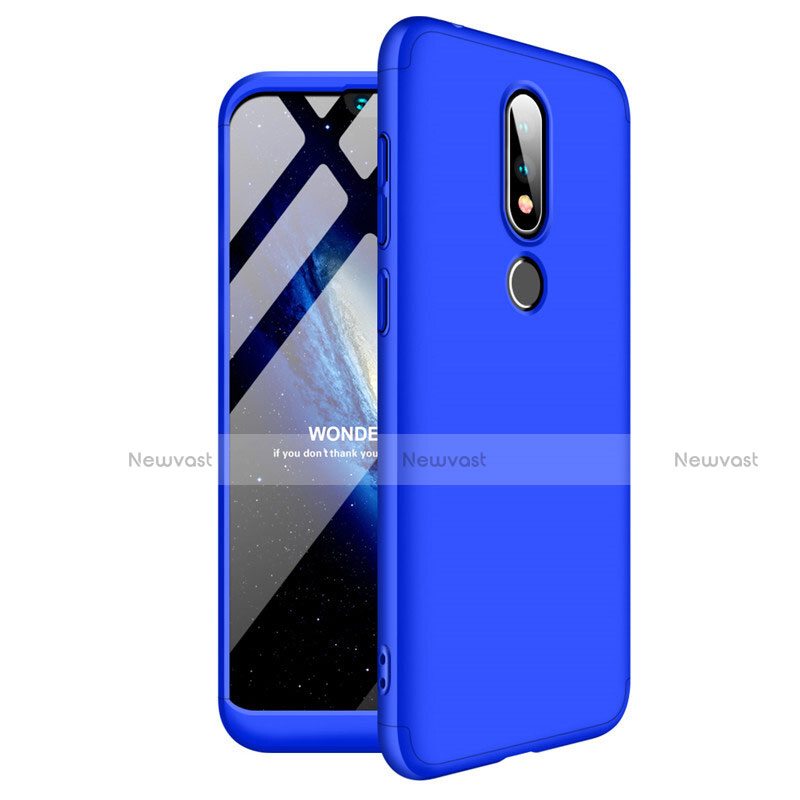 Hard Rigid Plastic Matte Finish Front and Back Cover Case 360 Degrees for Nokia X6 Blue