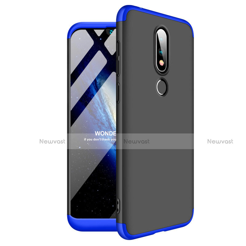 Hard Rigid Plastic Matte Finish Front and Back Cover Case 360 Degrees for Nokia X6 Blue and Black