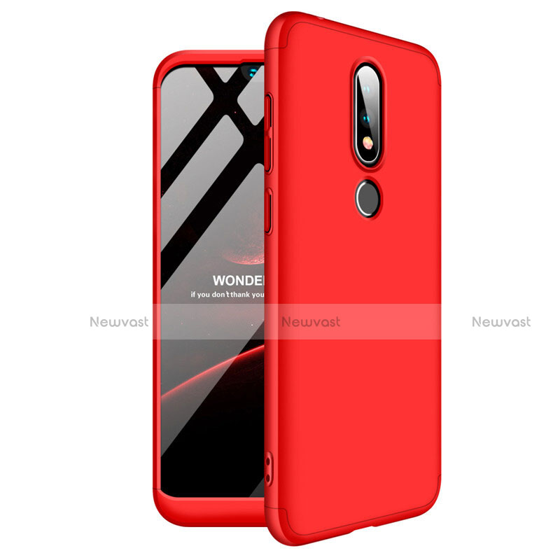 Hard Rigid Plastic Matte Finish Front and Back Cover Case 360 Degrees for Nokia X6 Red