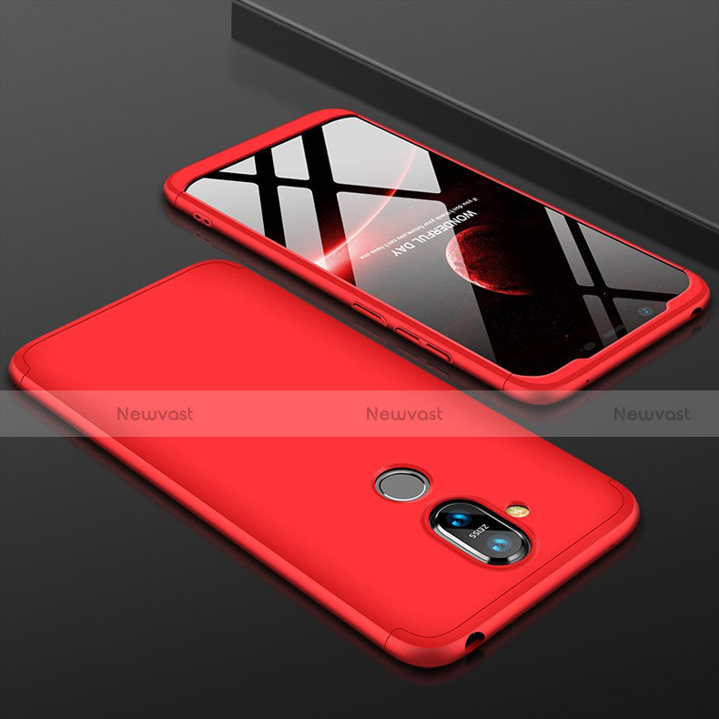 Hard Rigid Plastic Matte Finish Front and Back Cover Case 360 Degrees for Nokia X7 Red