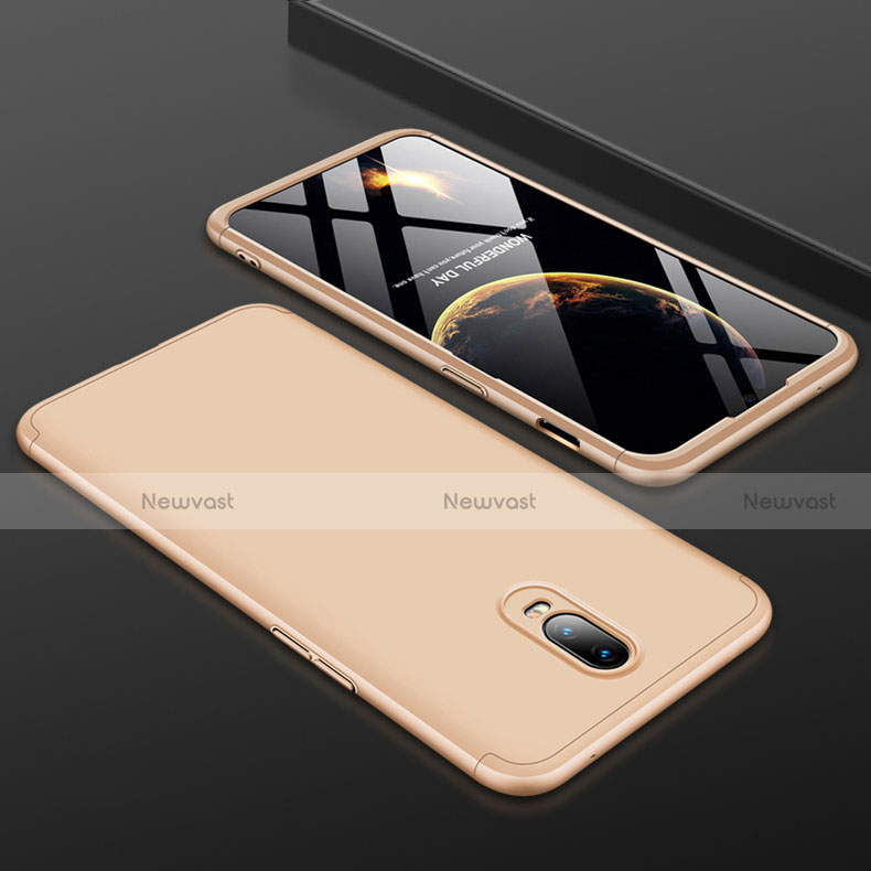 Hard Rigid Plastic Matte Finish Front and Back Cover Case 360 Degrees for OnePlus 6T Gold