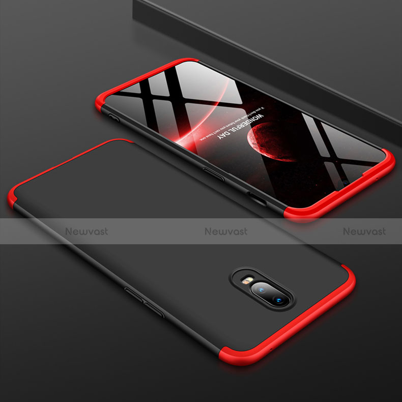 Hard Rigid Plastic Matte Finish Front and Back Cover Case 360 Degrees for OnePlus 6T Red and Black