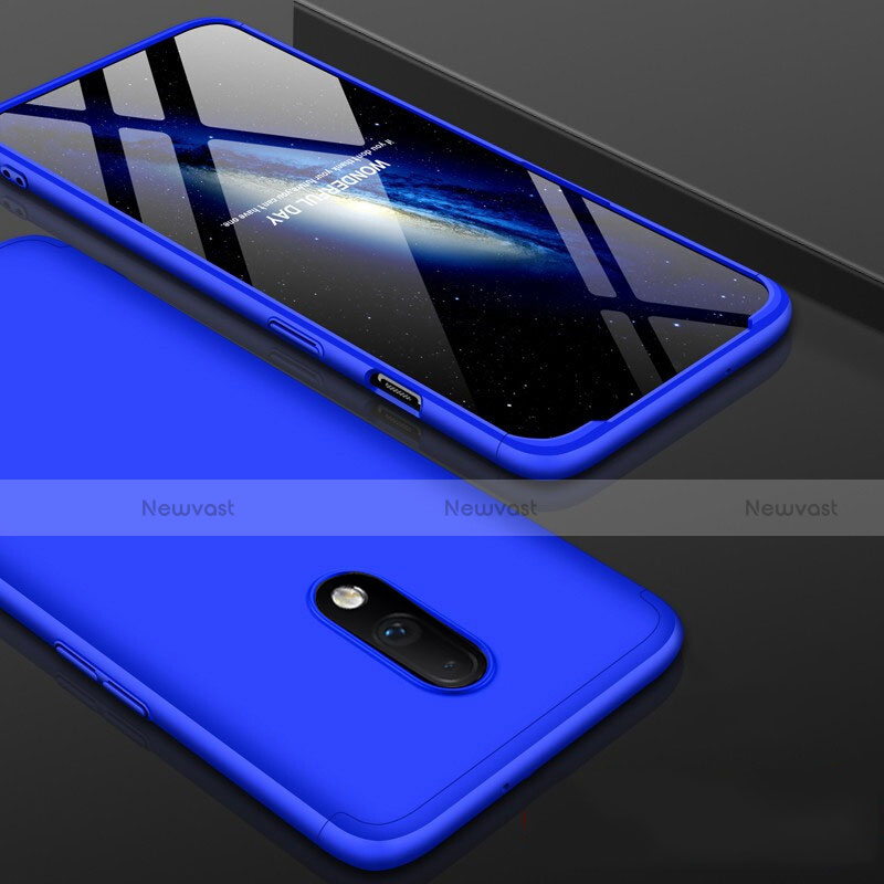 Hard Rigid Plastic Matte Finish Front and Back Cover Case 360 Degrees for OnePlus 7 Blue