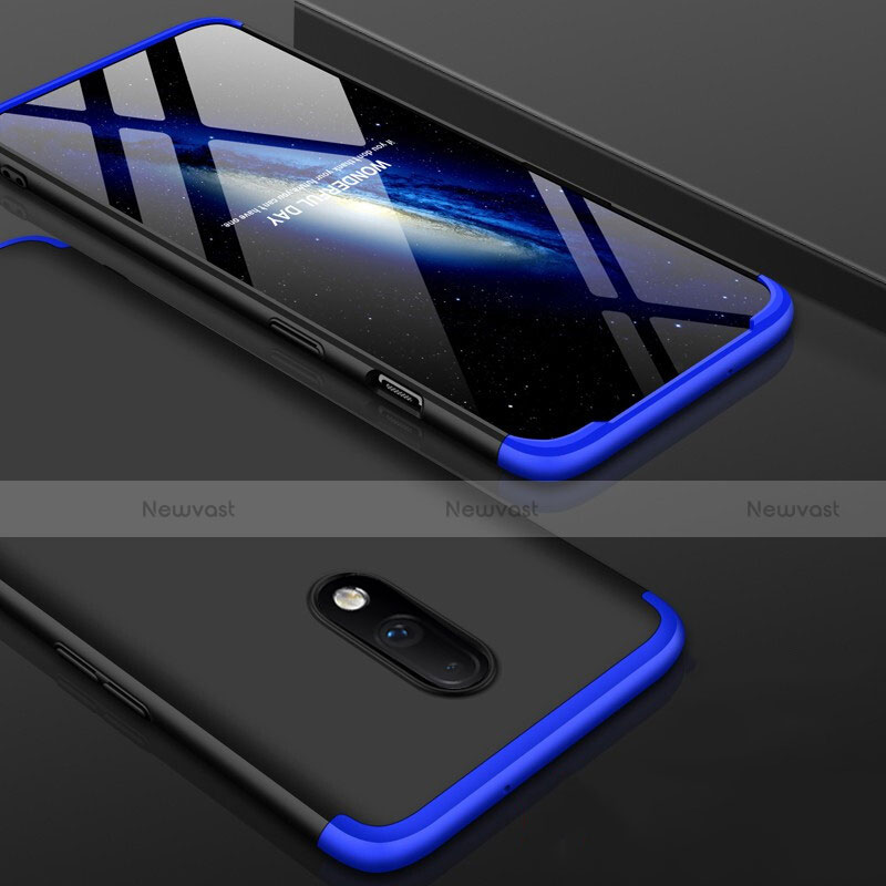Hard Rigid Plastic Matte Finish Front and Back Cover Case 360 Degrees for OnePlus 7 Blue and Black