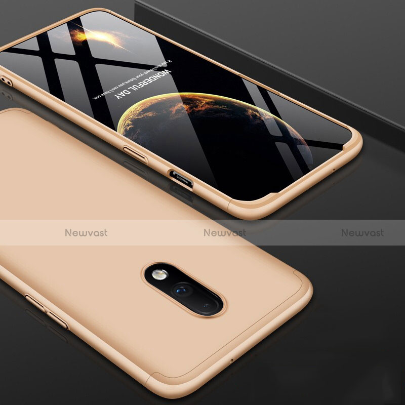 Hard Rigid Plastic Matte Finish Front and Back Cover Case 360 Degrees for OnePlus 7 Gold