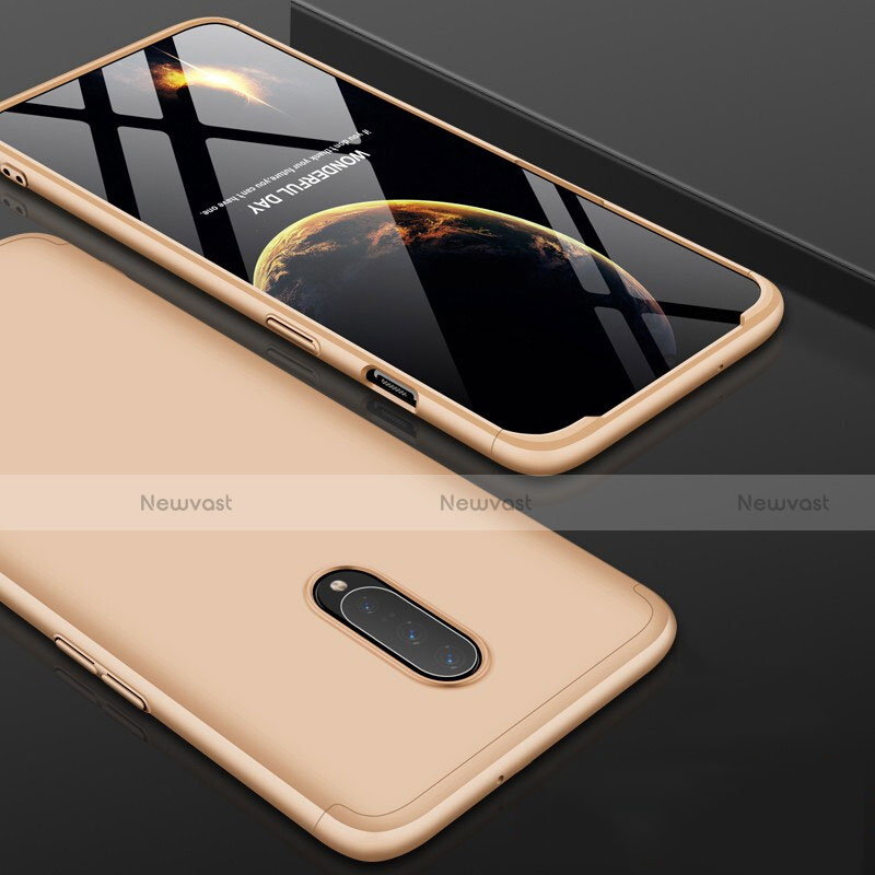 Hard Rigid Plastic Matte Finish Front and Back Cover Case 360 Degrees for OnePlus 7 Pro Gold