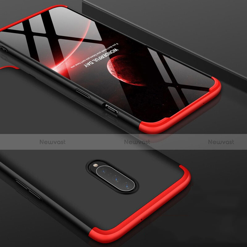 Hard Rigid Plastic Matte Finish Front and Back Cover Case 360 Degrees for OnePlus 7 Pro Red and Black