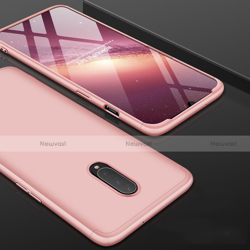 Hard Rigid Plastic Matte Finish Front and Back Cover Case 360 Degrees for OnePlus 7 Pro Rose Gold