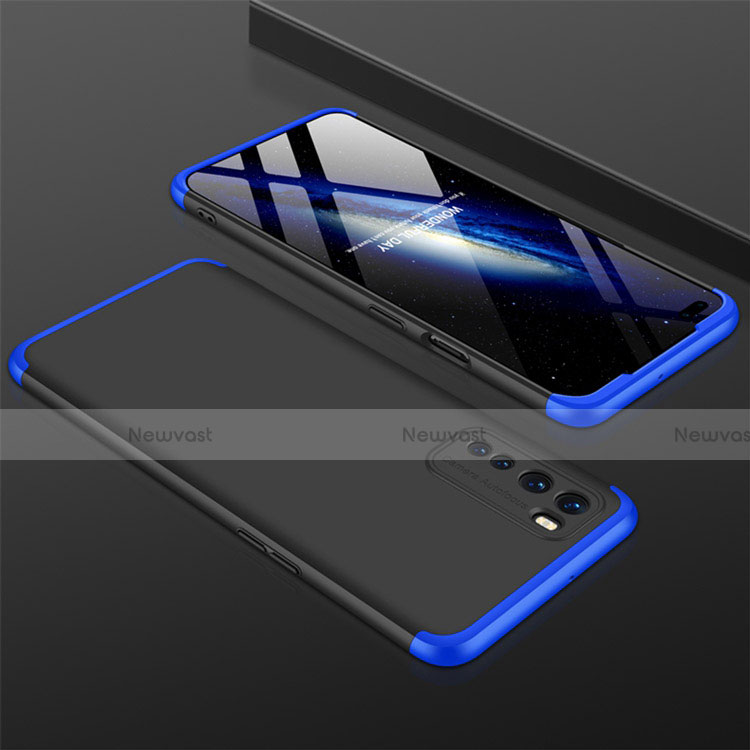 Hard Rigid Plastic Matte Finish Front and Back Cover Case 360 Degrees for OnePlus Nord Blue and Black