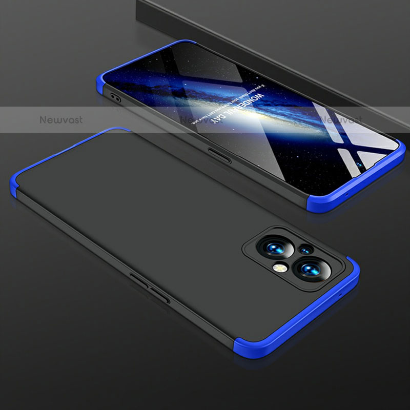 Hard Rigid Plastic Matte Finish Front and Back Cover Case 360 Degrees for OnePlus Nord N20 5G Blue and Black