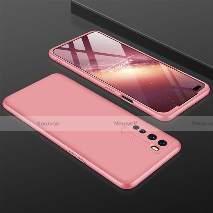 Hard Rigid Plastic Matte Finish Front and Back Cover Case 360 Degrees for OnePlus Nord Rose Gold