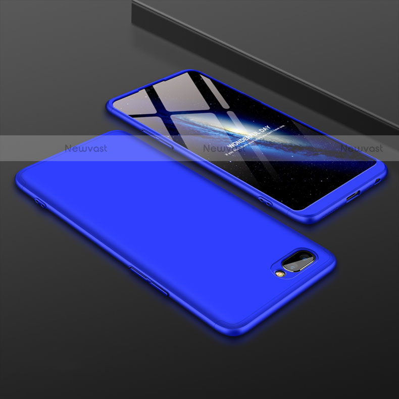 Hard Rigid Plastic Matte Finish Front and Back Cover Case 360 Degrees for Oppo A12e Blue
