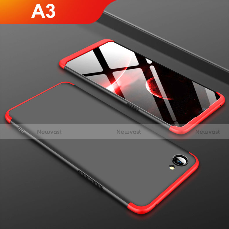 Hard Rigid Plastic Matte Finish Front and Back Cover Case 360 Degrees for Oppo A3 Red and Black