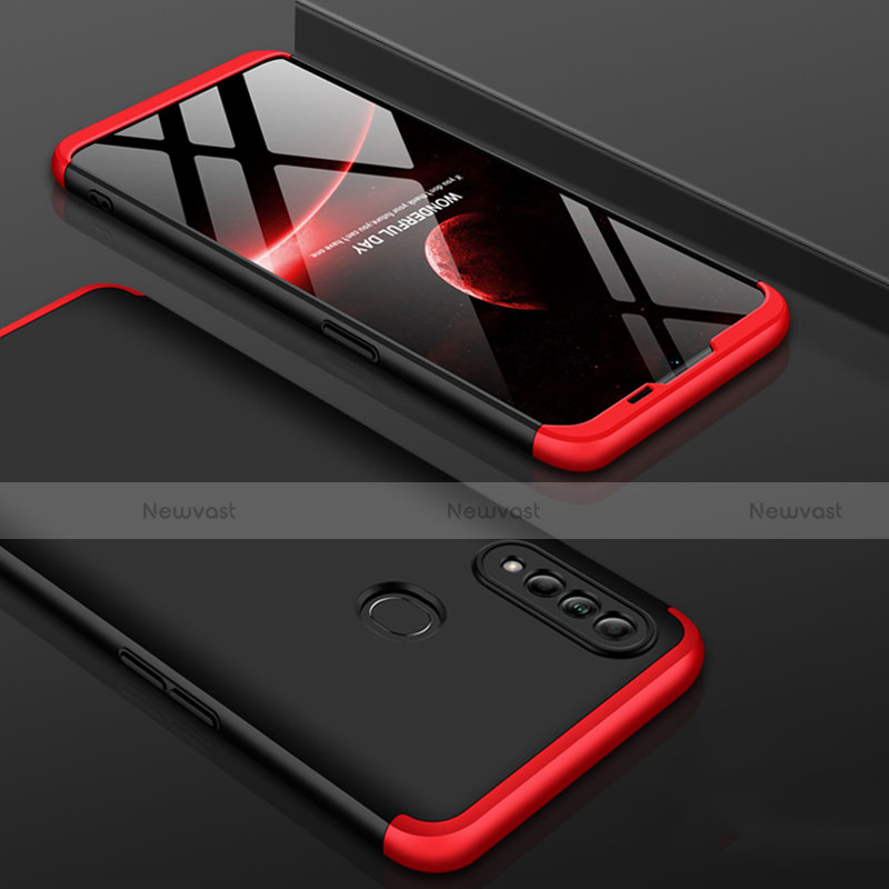 Hard Rigid Plastic Matte Finish Front and Back Cover Case 360 Degrees for Oppo A8 Red and Black
