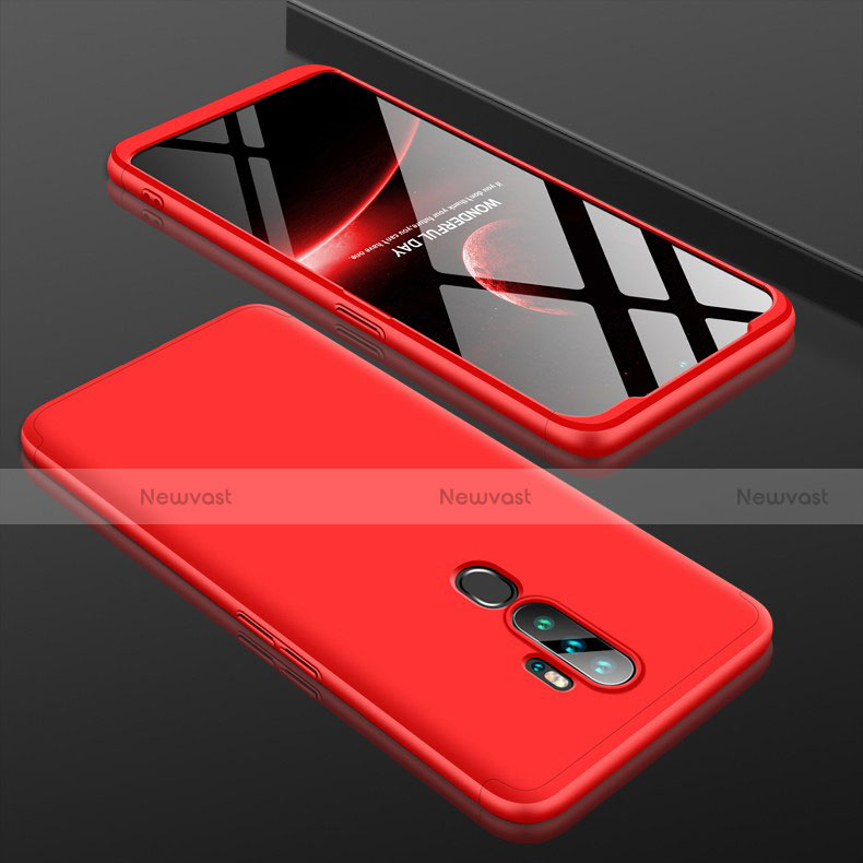 Hard Rigid Plastic Matte Finish Front and Back Cover Case 360 Degrees for Oppo A9 (2020) Red
