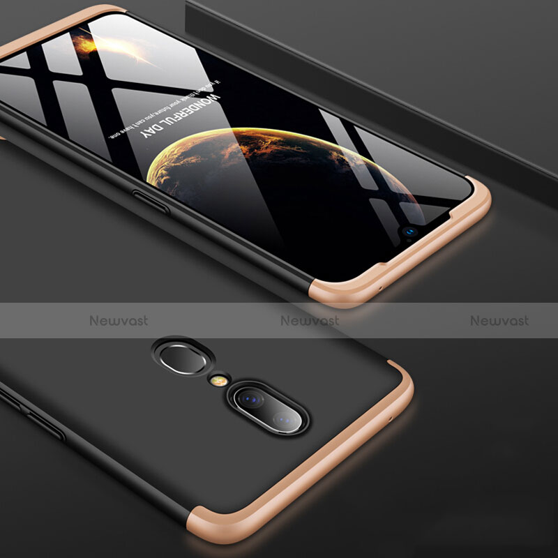 Hard Rigid Plastic Matte Finish Front and Back Cover Case 360 Degrees for Oppo A9 Gold and Black