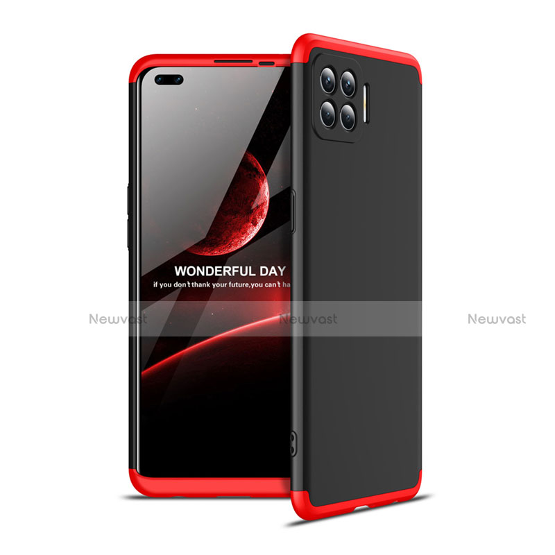 Hard Rigid Plastic Matte Finish Front and Back Cover Case 360 Degrees for Oppo A93 Red and Black