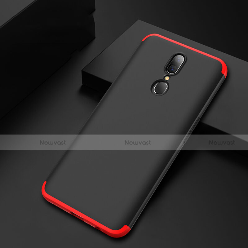 Hard Rigid Plastic Matte Finish Front and Back Cover Case 360 Degrees for Oppo A9X Red and Black