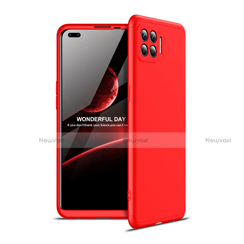 Hard Rigid Plastic Matte Finish Front and Back Cover Case 360 Degrees for Oppo F17 Pro Red
