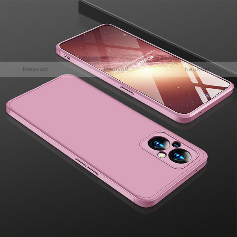 Hard Rigid Plastic Matte Finish Front and Back Cover Case 360 Degrees for Oppo F21s Pro 5G Rose Gold