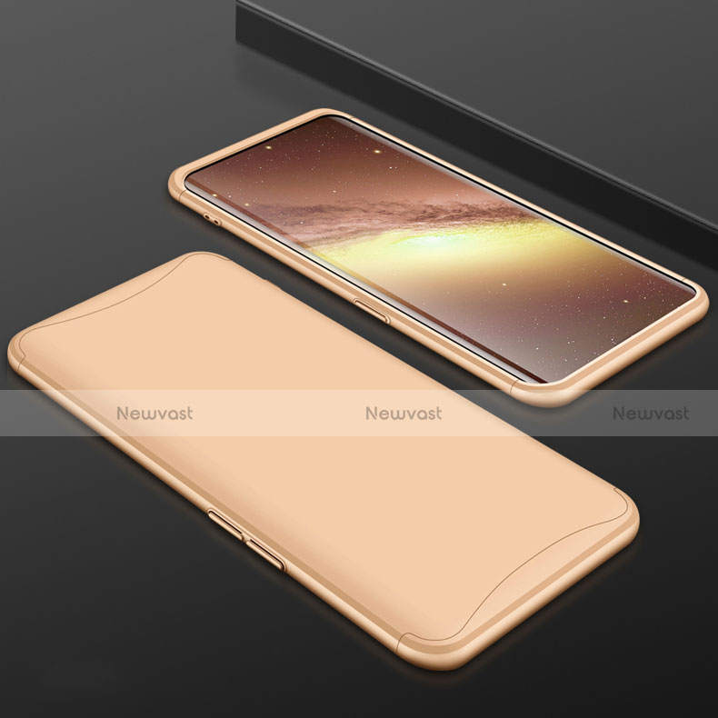 Hard Rigid Plastic Matte Finish Front and Back Cover Case 360 Degrees for Oppo Find X Gold