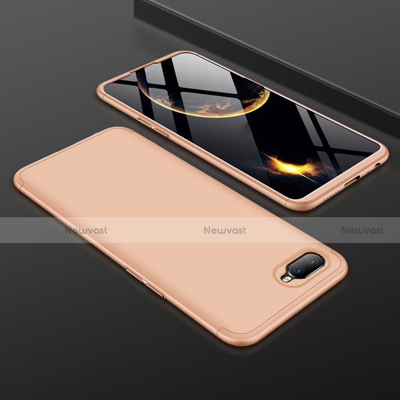 Hard Rigid Plastic Matte Finish Front and Back Cover Case 360 Degrees for Oppo K1 Gold